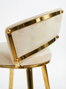 Krzesło barowe plecione półhoker TESSA VELVET ciemny beż na złotym stelażu