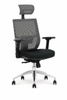 Ergonomiczny fotel gabinetowy ADMIRAL w kolorze czarno-popielatym z aluminiową podstawą