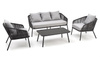 Nowoczesny zestaw ogrodowy ROCCA w kolorze ciemny popiel / jasny popiel – sofa, dwa fotele i ława