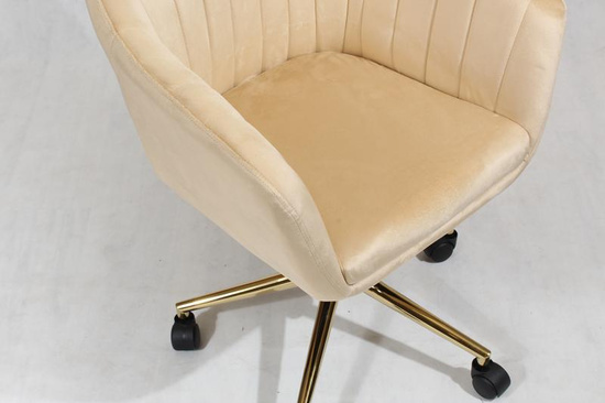 Fotel kubełkowy do biurka FABIO beżowy/złoty