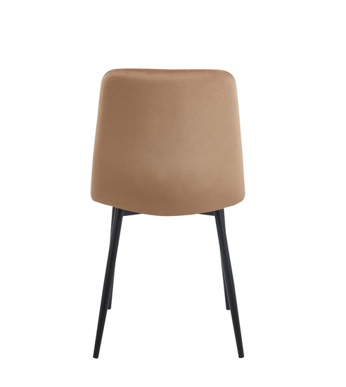 Stylowe krzesło welurowe ESLA ciemno-beżowe z czarnymi nogami