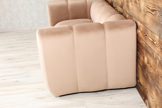 Sofa dwuosobowa welurowa na recepcję nowoczesna SOMA 2 tapicerowana ciemny beż