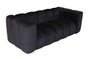 Sofa dwuosobowa do recepcji nowoczesna SOMA 2 tapicerowana czarnym welurem