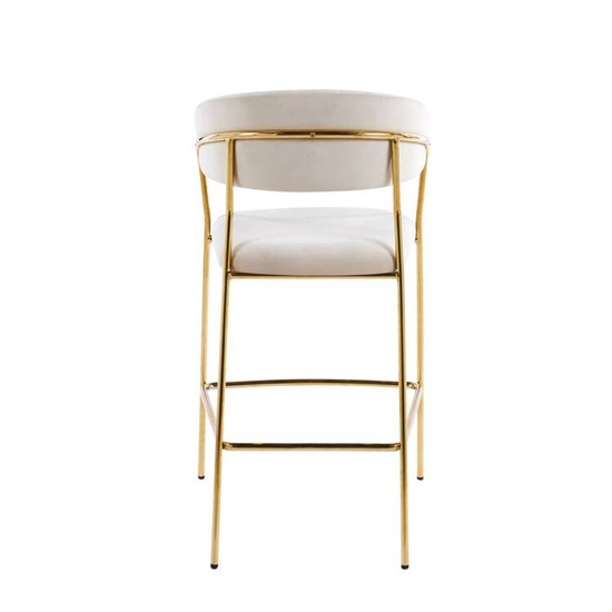 Krzesło barowe w stylu glamour MARGO beżowy welur /złoty