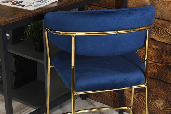 Krzesło barowe w stylu glamour MARGO granatowy welur /złoty