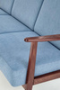 Sofa z drewnianymi podłokietnikami MILANO 3S w kolorze niebieskim Castel 74