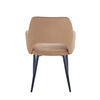 Wygodne krzesło do jadalni z podłokietnikami FRANCO B ciemny beż na czarnych nogach