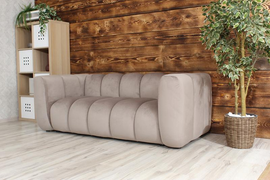 Sofa dwuosobowa na recepcję nowoczesna SOMA 2 tapicerowana jasny szary welur