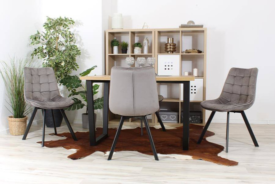 Welurowe Krzesło do jadalni TRIBAL szare