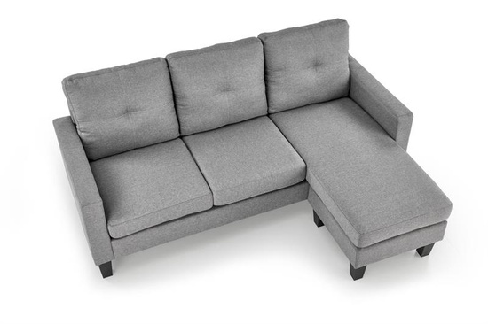 Sofa z podnóżkiem GERSON szara tkanina