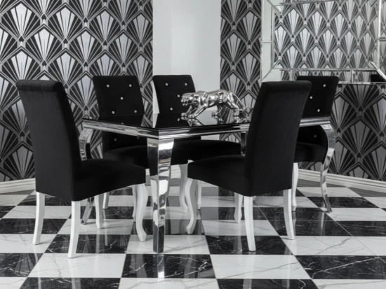 Tapicerowane krzesło MAESTRO z pikowanym oparciem i drewnianymi nogami