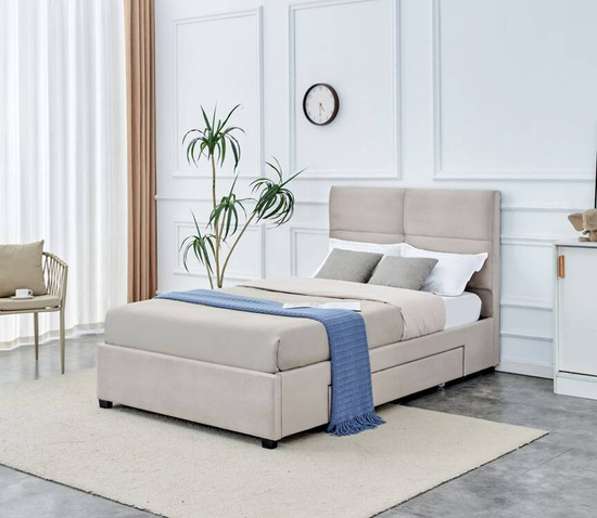 Łóżko tapicerowane VIVIO 120 w kolorze beżowm 120x200 cm