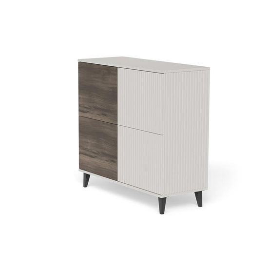 Kompaktowa komoda RANDOM 2 KM-2 kaszmir, orzech i czarne akcenty