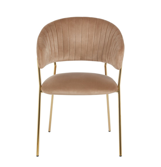 Krzesło do jadalni w stylu glamour MARGO 2 ciemno-beżowy welur / złoty stelaż