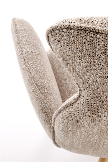 Krzesło z funkcją obracania K585 w odcieniu ciemnego beżu i dębu naturalnego 