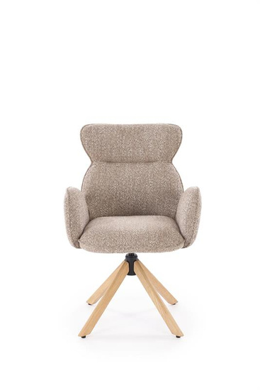 Krzesło z funkcją obracania K585 w odcieniu ciemnego beżu i dębu naturalnego 