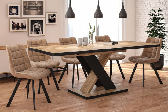 Stół rozkładany prostokątny GOCARDI dąb wotan / czarny