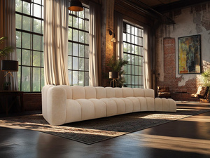 Sofa modułowa z dostawną pufą SOMA F tapicerowana SL+S+R+P