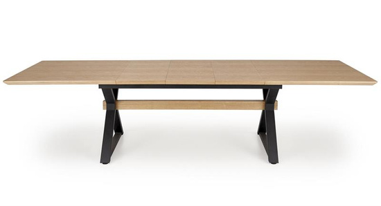 Zestaw stół rozkładany HENRY z 6 krzesłami K533 cappuccino / naturalny blat i czarne nogi
