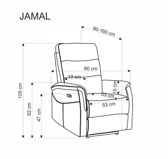 Rozkładany fotel wypoczynkowy JAMAL popielaty