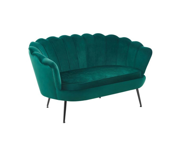 Sofa VIDAL w zielonym welurze na czarnych nóżkach