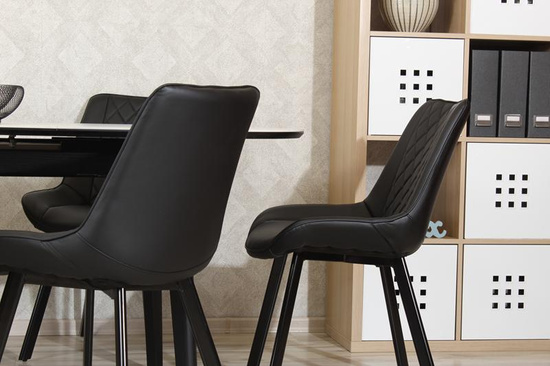 Tapicerowane krzesło do jadalni DORA | czarna ekoskóra
