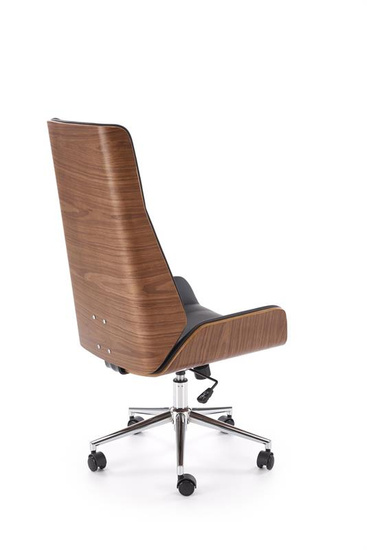 Fotel gabinetowy WEBSTER czarna ekoskóra z orzechowym wykończeniem 