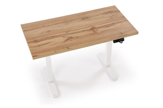 Biurko z elektryczną regulacją wysokości B54 w kolorze dąb artisan na białym stelażu 120 cm