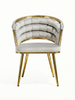 Welurowe krzesło z przeplatanym oparciem TESSA VELVET szare na złotym stelażu