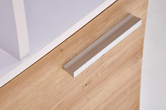 Biurko MISO w kolorze białym z akcentami dębu artisan