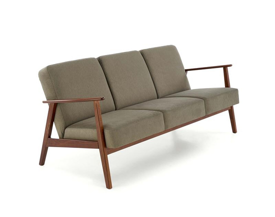 Sofa z drewnianymi podłokietnikami MILANO 3S w kolorze oliwkowym Castel 39