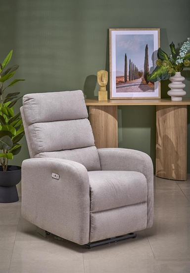 Fotel wypoczynkowy CARINIO jasny beż elektryczny z funkcją masażu