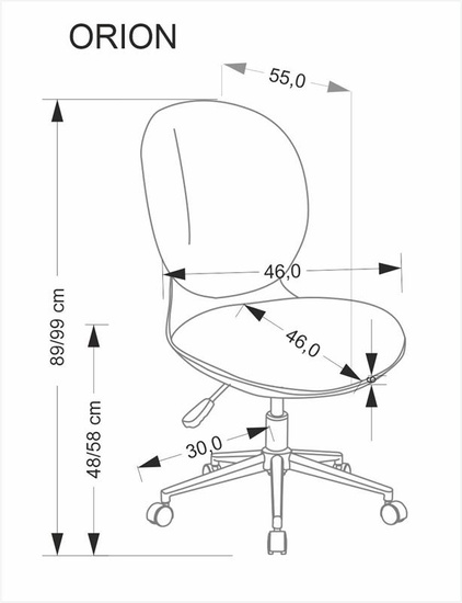 Fotel młodzieżowy ORION w kolorze czarno-popielatym
