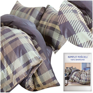 Pościel w kratkę 160 x 200 3cz Satyna Bawełniana nr A1811