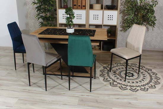 Krzesło z weluru z pionowymi przeszyciami KONGO szare