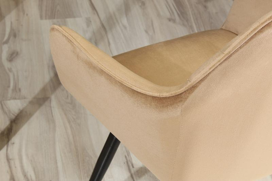 Krzesło w przeszycia skośne CARBO ciemny beż z czarnymi nóżkami