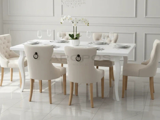 Rozkładany stół w stylu ludwikowskim MOZART biały 160-240