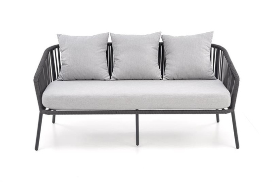 Nowoczesny zestaw ogrodowy ROCCA w kolorze ciemny popiel / jasny popiel – sofa, dwa fotele i ława