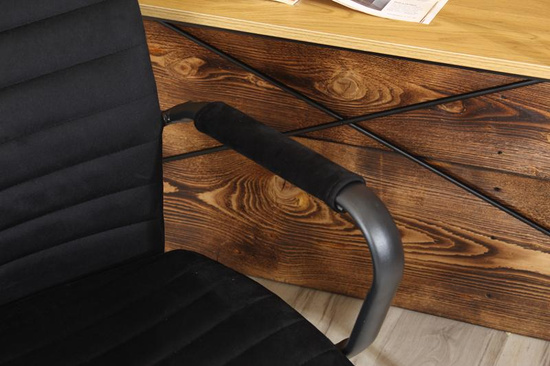 Welurowy fotel biurowy DORIAN na czarnym stelażu