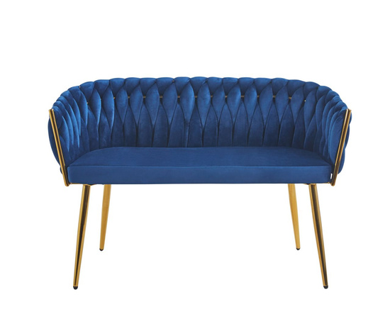 Sofa ROSA w granatowym welurze ze złotymi elementami