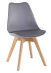 Krzesło z tworzywa CHARLIE II szary z bukowymi nogami