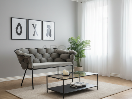 Nowoczesna sofa MANGA z solidnym metalowym stelażem
