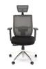 Ergonomiczny fotel gabinetowy ADMIRAL w kolorze czarno-popielatym z aluminiową podstawą