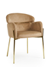 Krzesło z podłokietnikami glamour ze złotym łącznikiem LUNGO VELVET ciemny beż na złotym stelażu