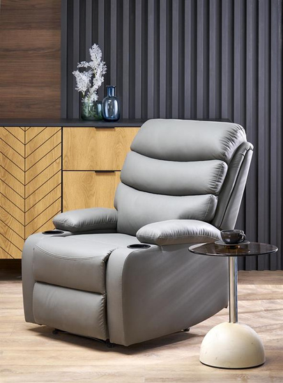 Rozkładany fotel wypoczynkowy PERUS w kolorze popielatym