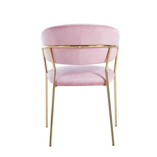 Eleganckie krzesło do jadalni w stylu glamour MARGO 2 różowe welur /złoto