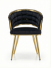 Welurowe krzesło z przeplatanym oparciem TESSA VELVET czarne na złotym stelażu