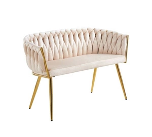 Sofa ROSA w beżowym welurze ze złotymi elementami