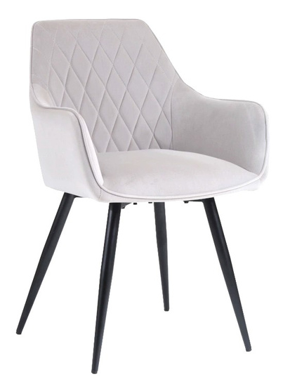 Tapicerowane krzesło z podłokietnikami CARBO | szary welur, czarne nogi