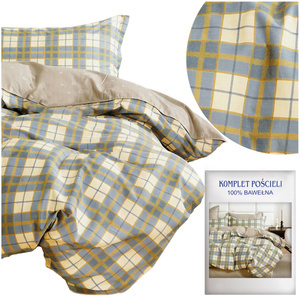 Pościel w kratkę 160 x 200 3cz Satyna Bawełniana nr A1808